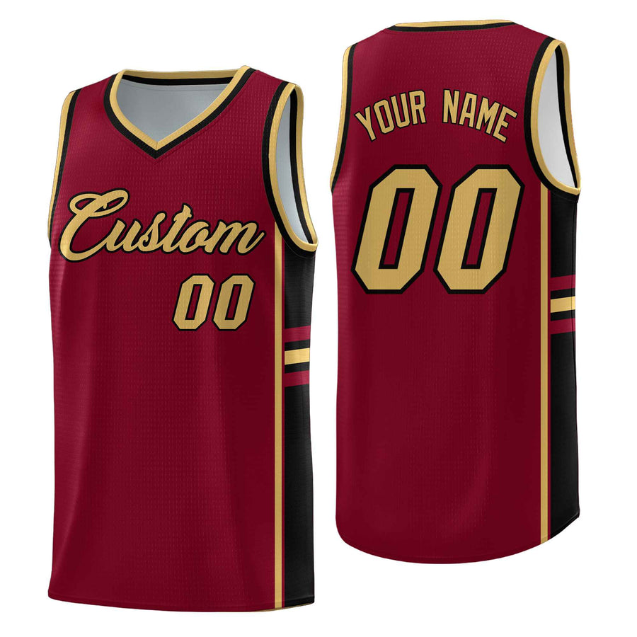 Custom Crimson Black Classic Color Block Wrinkle-Resistant Varsity Uniform Basketball Jersey | BuyFootballJersey