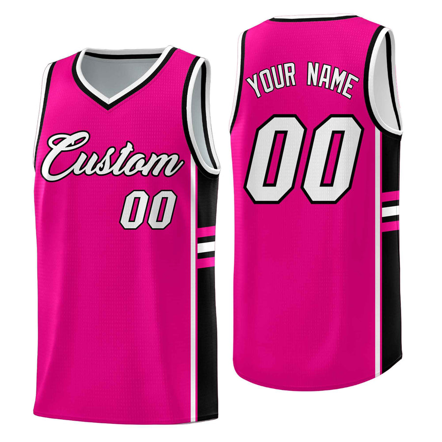 Custom Pink Black Classic Color Block Quick-Drying Personalized Uniform Basketball Jersey | BuyFootballJersey