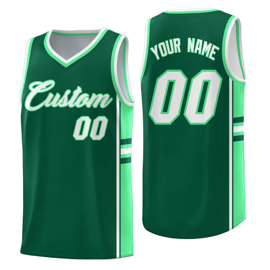 Custom Kelly Green Green Classic Color Block Wrinkle-Resistant Personalized Uniform Basketball Jersey | BuyFootballJersey