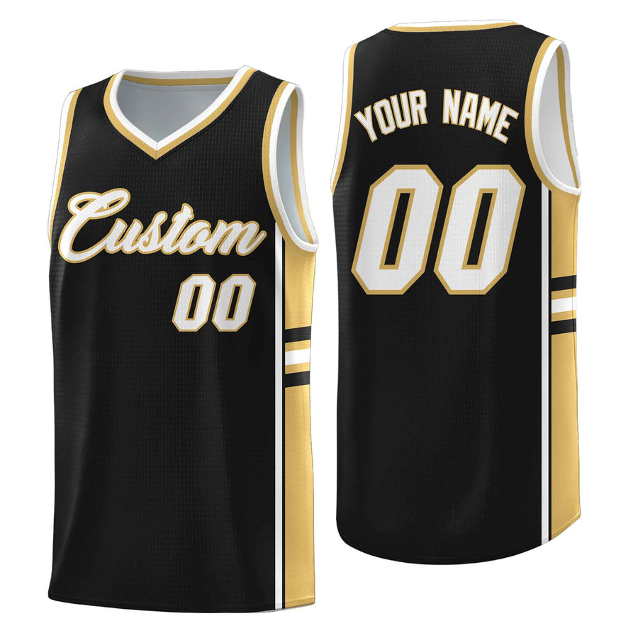 Custom Black Old Gold Classic Color Block Lightweight Personalized Uniform Basketball Jersey | BuyFootballJersey