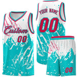 Custom White Aqua Snow Mountain Beast Pattern Sports Uniform Basketball Jersey | BuyFootballJersey