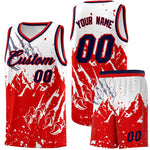 Custom White Red Snow Mountain Beast Pattern Sports Uniform Basketball Jersey | BuyFootballJersey