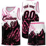 Custom White Pink Snow Mountain Beast Pattern Sports Uniform Basketball Jersey | BuyFootballJersey