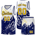 Custom White Navy Snow Mountain Beast Pattern Sports Uniform Basketball Jersey | BuyFootballJersey