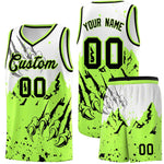 Custom White Fluorescent Green Snow Mountain Beast Pattern Sports Uniform Basketball Jersey | BuyFootballJersey