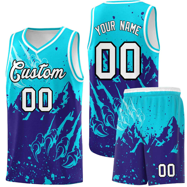 Custom Sky Blue Royal Snow Mountain Beast Pattern Sports Uniform Basketball Jersey | BuyFootballJersey