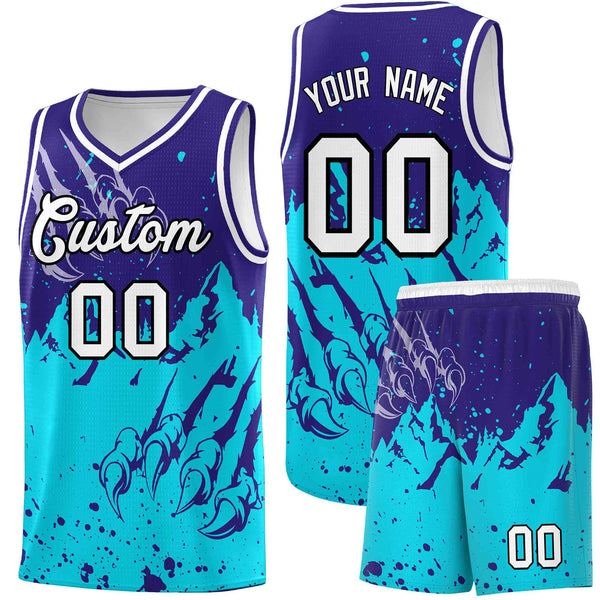 Custom Royal Sky Blue Snow Mountain Beast Pattern Sports Uniform Basketball Jersey | BuyFootballJersey