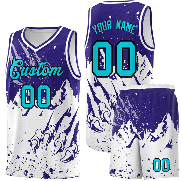 Custom Royal White Snow Mountain Beast Pattern Sports Uniform Basketball Jersey | BuyFootballJersey
