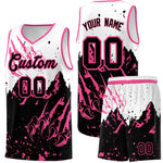 Custom White Pink Snow Mountain Beast Pattern Sports Uniform Basketball Jersey | BuyFootballJersey