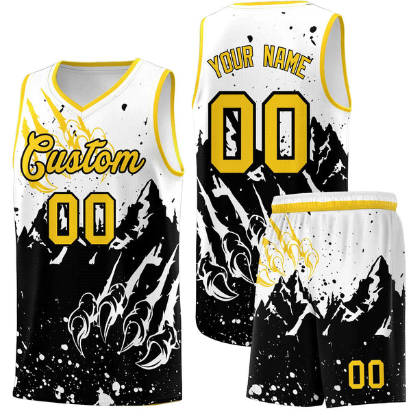 Custom White Black Snow Mountain Beast Pattern Sports Uniform Basketball Jersey | BuyFootballJersey