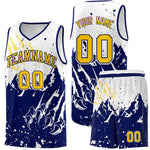 Custom White Navy Snow Mountain Beast Pattern Sports Uniform Basketball Jersey | BuyFootballJersey