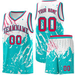 Custom White Aqua Snow Mountain Beast Pattern Sports Uniform Basketball Jersey | BuyFootballJersey