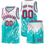Custom White Aqua Snow Mountain Beast Pattern Sports Uniform Basketball Jersey | BuyFootballJersey