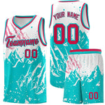 Custom White Aqua Snow Mountain Beast Pattern Sports Uniform Basketball Jersey | BuyFootballJersey
