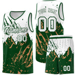 Custom White Green Snow Mountain Beast Pattern Sports Uniform Basketball Jersey | BuyFootballJersey