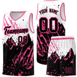 Custom White Pink Snow Mountain Beast Pattern Sports Uniform Basketball Jersey | BuyFootballJersey