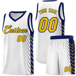 Custom White Navy Personalized Side Symmetrical Line Pattern Sports Uniform Basketball Jersey | BuyFootballJersey