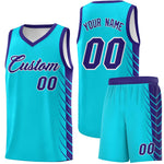 Custom Sky Blue Royal Personalized Side Symmetrical Line Pattern Sports Uniform Basketball Jersey | BuyFootballJersey