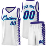 Custom White Royal Personalized Side Symmetrical Line Pattern Sports Uniform Basketball Jersey | BuyFootballJersey