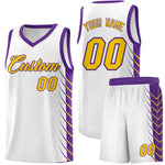 Custom White Purple Personalized Side Symmetrical Line Pattern Sports Uniform Basketball Jersey | BuyFootballJersey