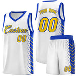 Custom White Royal Personalized Side Symmetrical Line Pattern Sports Uniform Basketball Jersey | BuyFootballJersey