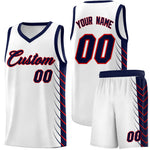 Custom White Navy Personalized Side Symmetrical Line Pattern Sports Uniform Basketball Jersey | BuyFootballJersey