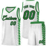 Custom White Kelly Green Personalized Side Symmetrical Line Pattern Sports Uniform Basketball Jersey | BuyFootballJersey