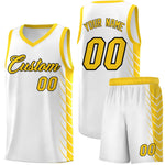 Custom White Gold Personalized Side Symmetrical Line Pattern Sports Uniform Basketball Jersey | BuyFootballJersey