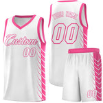 Custom White Pink Personalized Side Symmetrical Line Pattern Sports Uniform Basketball Jersey | BuyFootballJersey