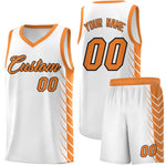 Custom White Gold Orange Personalized Side Symmetrical Line Pattern Sports Uniform Basketball Jersey | BuyFootballJersey