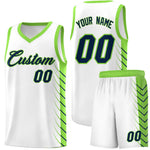 Custom White Fluorescent Green Personalized Side Symmetrical Line Pattern Sports Uniform Basketball Jersey | BuyFootballJersey