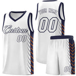 Custom White Navy Personalized Side Symmetrical Line Pattern Sports Uniform Basketball Jersey | BuyFootballJersey