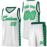 Custom White Kelly Green Personalized Side Symmetrical Line Pattern Sports Uniform Basketball Jersey | BuyFootballJersey