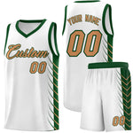 Custom White Green Personalized Side Symmetrical Line Pattern Sports Uniform Basketball Jersey | BuyFootballJersey