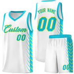 Custom White Sky Blue Personalized Side Symmetrical Line Pattern Sports Uniform Basketball Jersey | BuyFootballJersey
