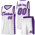Custom White Purple Personalized Side Symmetrical Line Pattern Sports Uniform Basketball Jersey | BuyFootballJersey