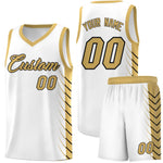 Custom White Old Gold Personalized Side Symmetrical Line Pattern Sports Uniform Basketball Jersey | BuyFootballJersey