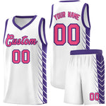 Custom White Purple Personalized Side Symmetrical Line Pattern Sports Uniform Basketball Jersey | BuyFootballJersey