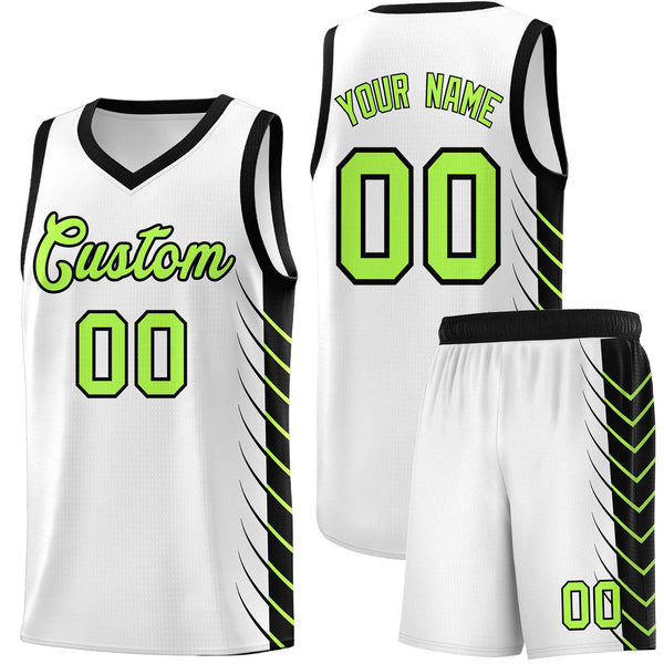 Custom White Black Personalized Side Symmetrical Line Pattern Sports Uniform Basketball Jersey | BuyFootballJersey
