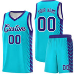 Custom Sky Blue Royal Personalized Side Symmetrical Line Pattern Sports Uniform Basketball Jersey | BuyFootballJersey