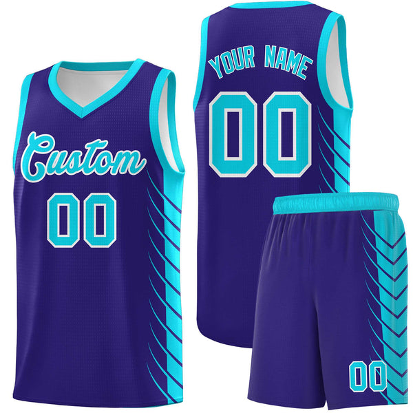 Custom Royal Sky Blue Personalized Side Symmetrical Line Pattern Sports Uniform Basketball Jersey | BuyFootballJersey