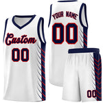 Custom White Navy Personalized Side Symmetrical Line Pattern Sports Uniform Basketball Jersey | BuyFootballJersey