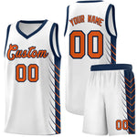 Custom White Navy Personalized Side Symmetrical Line Pattern Sports Uniform Basketball Jersey | BuyFootballJersey