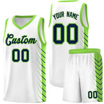 Custom White Fluorescent Green Personalized Side Symmetrical Line Pattern Sports Uniform Basketball Jersey | BuyFootballJersey