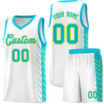 Custom White Sky Blue Personalized Side Symmetrical Line Pattern Sports Uniform Basketball Jersey | BuyFootballJersey