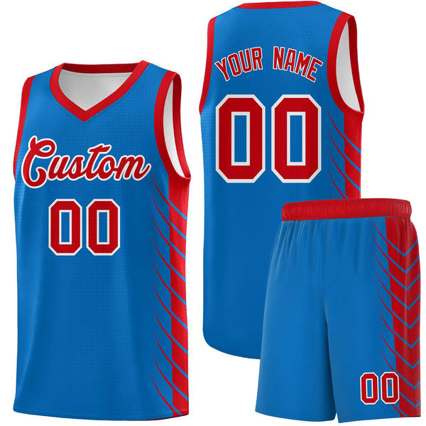 Custom Royal Red Personalized Side Symmetrical Line Pattern Sports Uniform Basketball Jersey | BuyFootballJersey