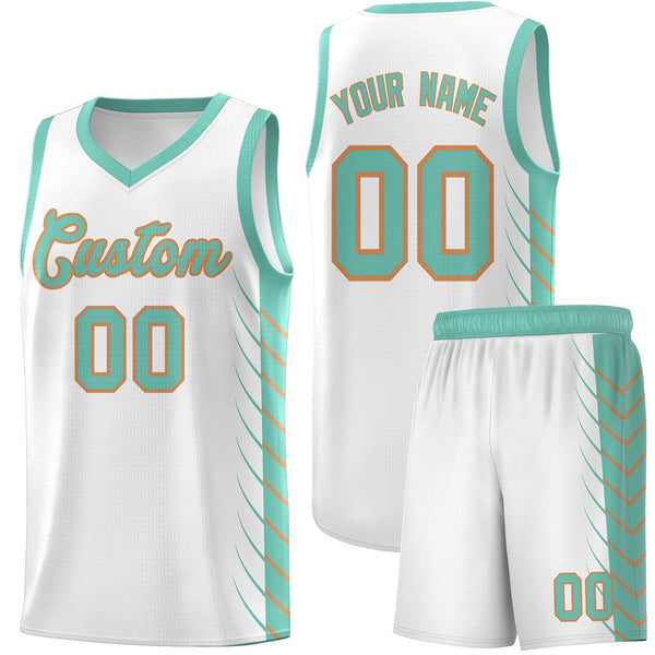 Custom White Bright Green Personalized Side Symmetrical Line Pattern Sports Uniform Basketball Jersey | BuyFootballJersey