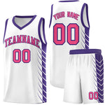 Custom White Purple Personalized Side Symmetrical Line Pattern Sports Uniform Basketball Jersey | BuyFootballJersey
