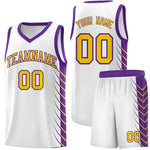 Custom White Purple Personalized Side Symmetrical Line Pattern Sports Uniform Basketball Jersey | BuyFootballJersey