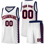 Custom White Navy Personalized Side Symmetrical Line Pattern Sports Uniform Basketball Jersey | BuyFootballJersey